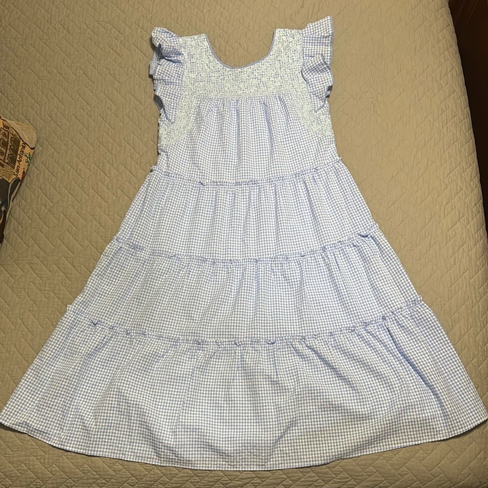 J. Marie Chic Blue Gingham Midi Dress